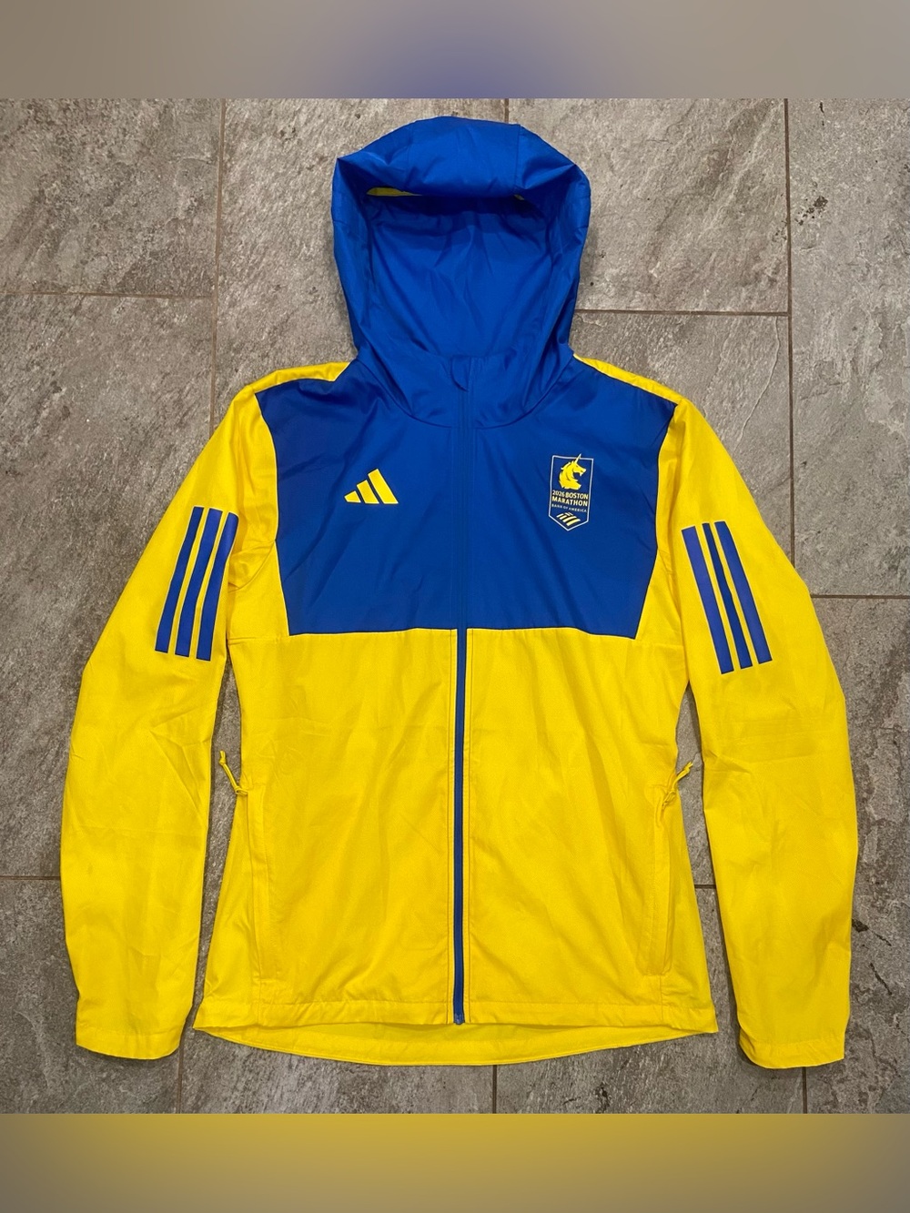 Adidas 2026 Boston Marathon Rain Jacket - Men’s Small Relaxed Fit